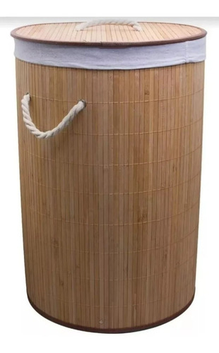 Cesto De Ropa Bambú Con Tapa Redondo Cuadrado