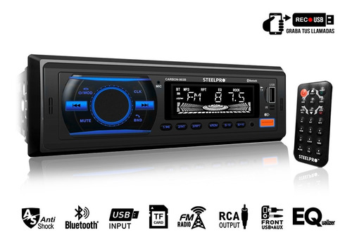 Imagen 2 de 5 de Autoestereo Bluetooth 1 Din Usb, Sd Aux Graba A Usb Steelpro
