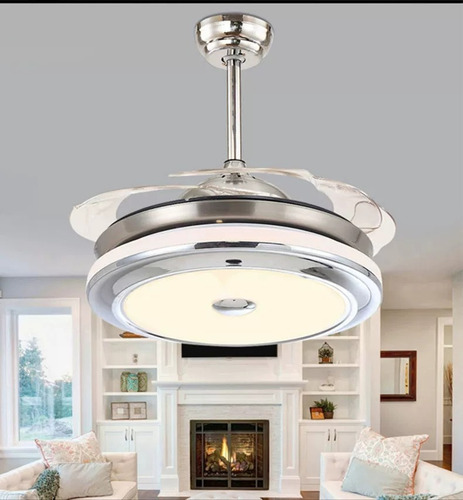 Ventilador Techo Vintage Luz Moderno Hogar Retráctil Led