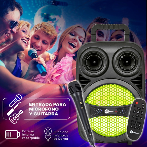 Imagen 8 de 8 de Parlante Portatil Melon Bluetooth 8pulgadas Luces Led