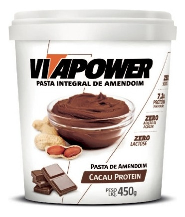 Pasta Integral De Amendoim Cacau Protein 450g Vitapower
