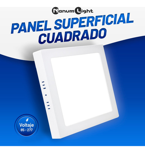 Lámpara Led Panel Cuadrado Superficial 12w 6500k Nanum Light