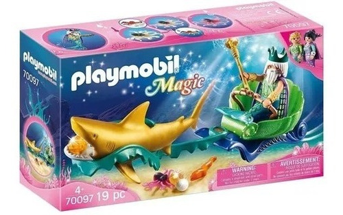 Playmobil Magic Rei Do Mar Com Carruagem De Tubarão 70097