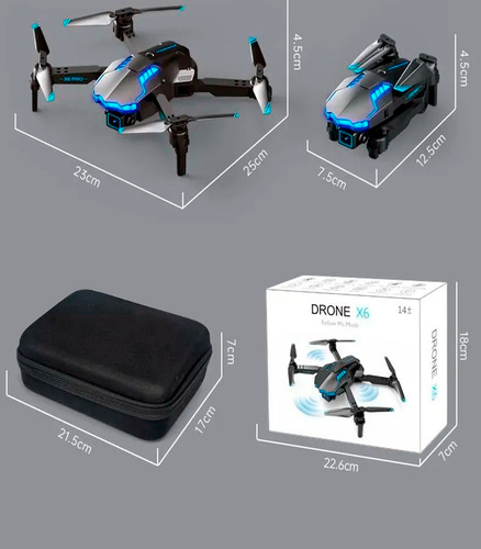 Drone X6 Pro Cam Dual 4k Giro 360 Wifi + Control 2.4ghz Negro