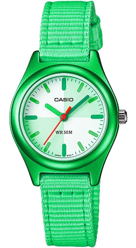 Reloj Pulsera Casio Con Malla Hilo Verde Esfera Chica Febo