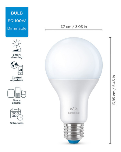 Wiz Foco A21 Luz Fría Dimeable Controlable Por Wi-fi Alta