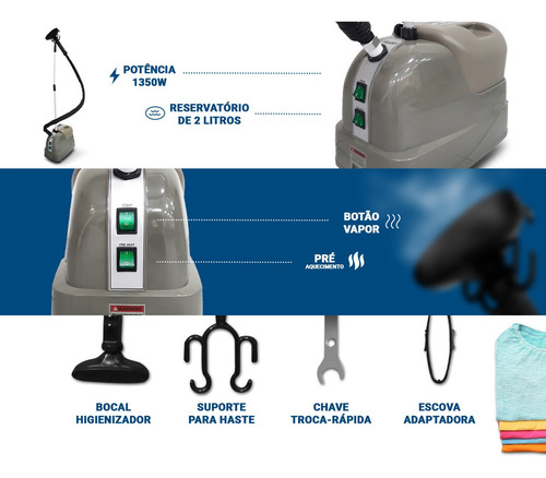 Imagem 4 de 6 de Steamer Vaporizador Elétrico A Vapor Profissional 1500w 220v