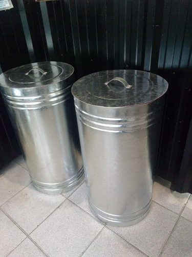 Imagen 5 de 8 de Tacho De Basura Cesto Zinc Galvanizado Decoracion Tapa