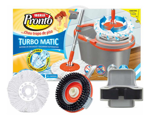 Imagen 2 de 10 de Balde Centrífugo Turbo Matic Iberia Repuesto Mopa + Cepillo