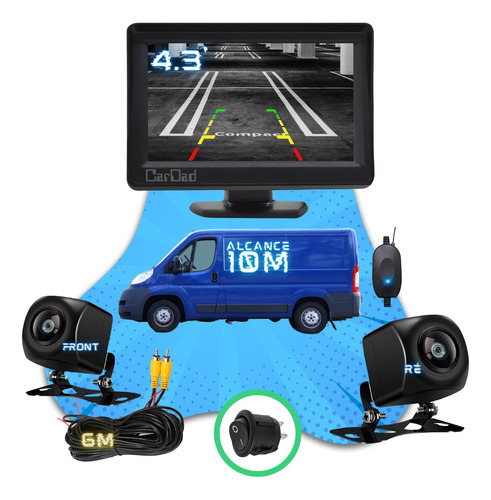 Tela Monitor 4.3 Kit Wireless Auto Van Câmera De Ré Sem Fio