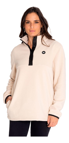 Polar Mujer W Polar Fleece Half Snap Beige/crudo Cat