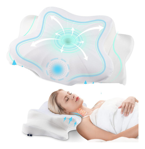 Almohada Cervical De Espuma Con 2 Alturas Tamaño King Blanco