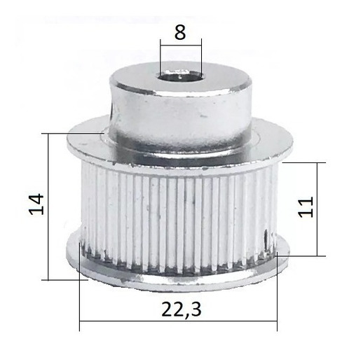 Imagem 2 de 2 de Polia Gt2 36 Dentes Furo 8mm Correia 10mm 36d F8 L10
