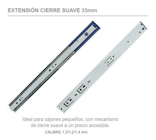 Correderas  De Extension 40 Cm Cierre Suave 3 