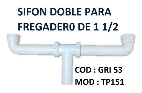 Sifón Para Fregadero Doble De 1 1/2 Pvc