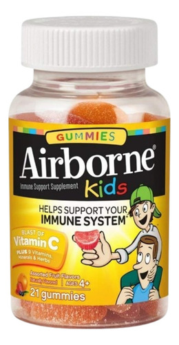 Airborne Kids Vitaminas Para Niños Con 21 Gomitas Sabor Frutas