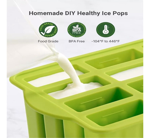 Silicona Helado Helado Paletas Maker 12 Cavidades Casero Pop