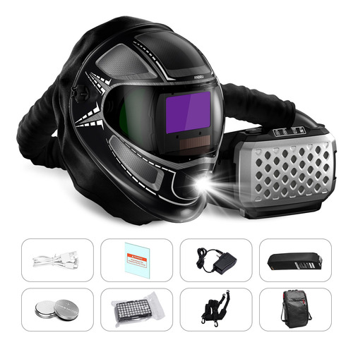 Máscara Solda Automática Com Filtro/lanterna 180ºcor Real/8k
