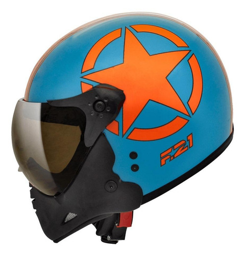 Capacete para moto  escamoteável Peels  F-21  azul e laranja army us tamanho 56 