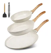 Comprar Juego De 3 Sartenes Antiadherentes De Mármol Y Crepera