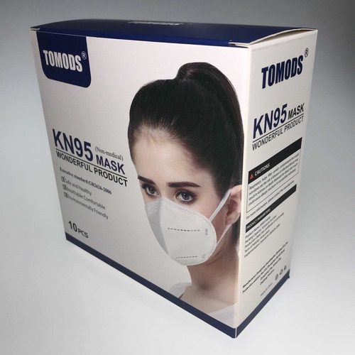 Cubrebocas Kn95 Tomods Mascarillas Certificados Caja 10 Pzs Color Gris Oscuro