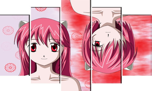 Cuadro 5 Piezas Elfen Lied Anime Textura 