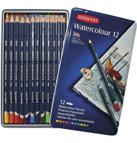 Lapis Aquarelavel Derwent Watercolour Com 12 Cores