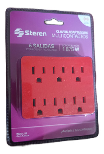 Clavija Adaptadora Multicontacto 6 Salidas Rojo