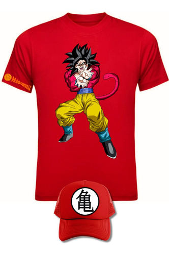 Camiseta Goku Fase 4 Dragon Ball Serie Red Obsequio Gorra 