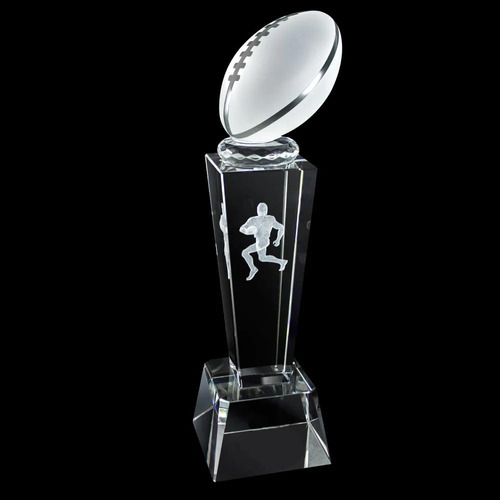 Trofeo Futbol Cristal Grabado Laser 3d Jugador Grafico Top