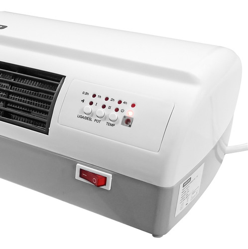 Aquecedor De Parede Elétrico 2 Em 1 2000w Com Timer Cor Branco 220v
