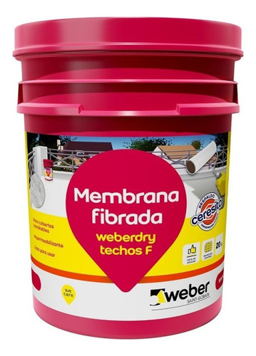Weber Techos F Membrana Liquida Fibrada X 10kg Color Teja