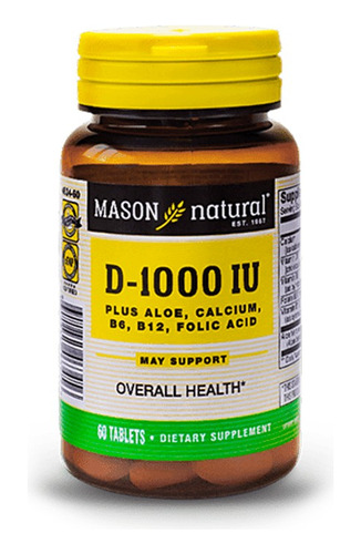Vitamina D-1000iu - Mason Natural X 100 Cápsulas