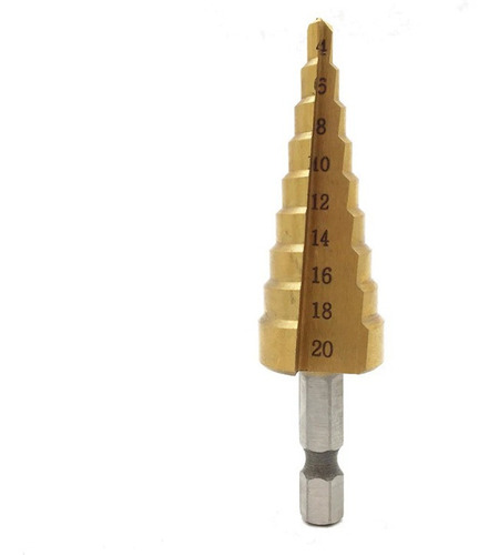 Kit 3 Brocas Broca Hss Escalonadas Titanio 4-12/20/32mm
