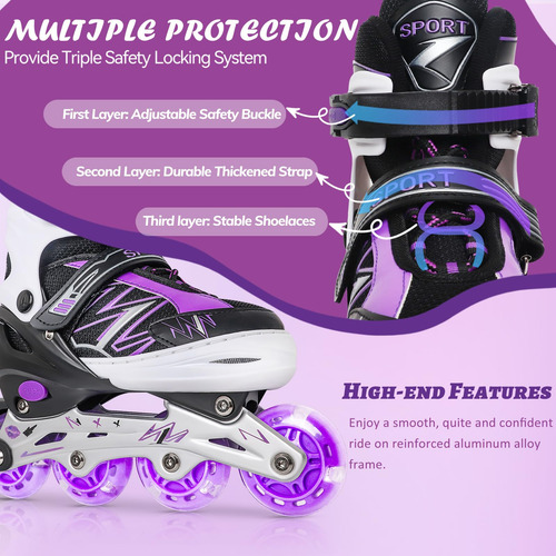 Patines En Línea Ajustables Con Ruedas Iluminadas Para Niños