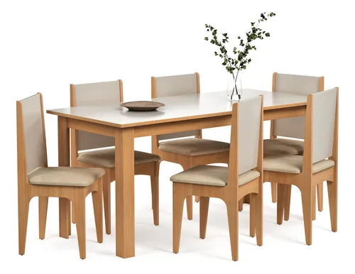 Conjunto Mesa + 6 Cadeiras Sara