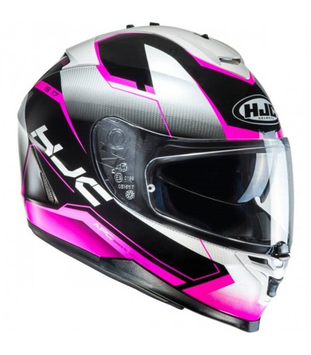 Casco Moto Hjc Is-17 Loktar Rosado Con Lentes Incluidos