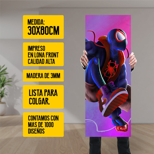 Imagen 2 de 8 de Cuadro Grande Marvel Spider Man Miles Morales - Animeras