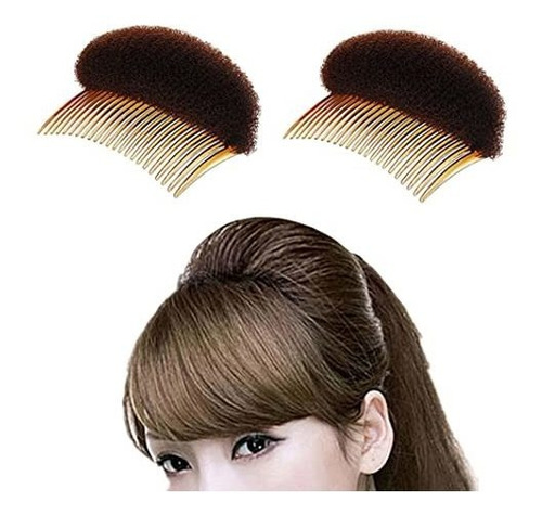 Peines - Peines - 2pcs Brown Puffy Ponytail Insert Hair Comb