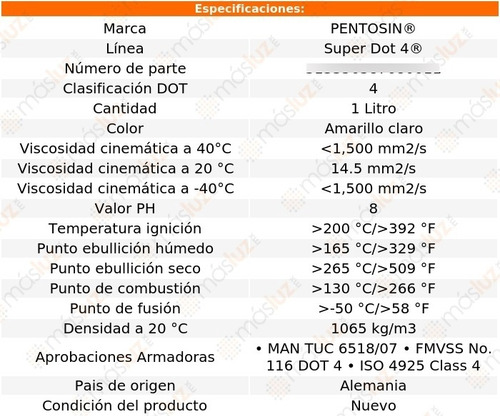 1 Lt Líquido De Frenos Super Dot 4 Ml450 V6 3.5l 10/11