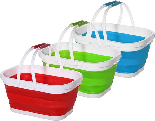 Balde Canasta De Silicona Plegable 12l Doble Manija Portátil