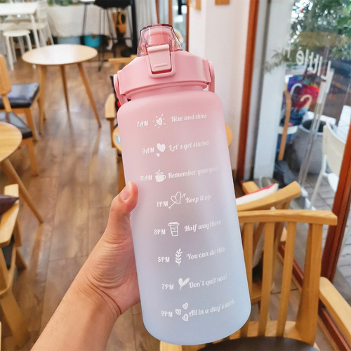 Imagen 6 de 8 de Botella De 2 Litros Libre De Bpa 2000 Ml Agua Con Bombilla