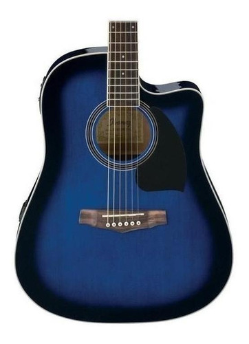 Guitarra acústica Ibanez PF15ECE para diestros transparent blue sunburst high gloss brillante