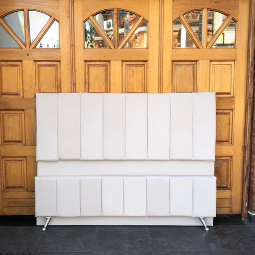 comprar Respaldo Cama 2 Plazas Pana Antimancha Moderno + Frente Cama
