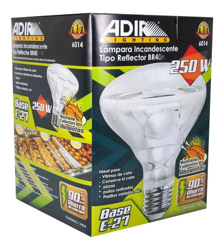 Kit 10 Focos Calienta Comida Adir 250 Watts Incandescente