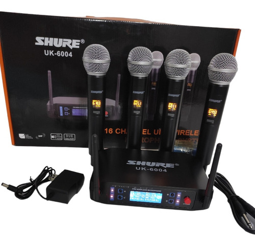 Shure Set De 4 Microfono Inalambrcos Baterias Recargables