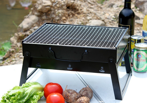 Asador Portatil A Carbón Bbq Camping Acero Inoxidable