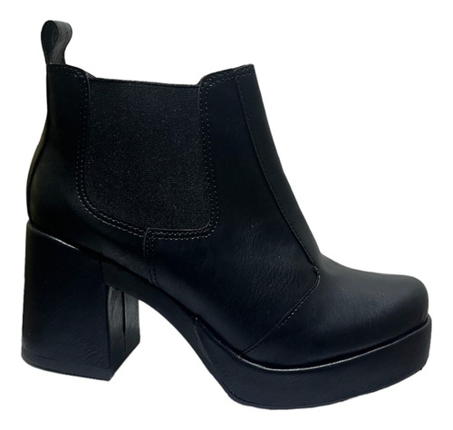 Botas Mujer Negro Taco Caña Baja Elastico Livianas Moda 2023