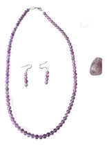 Comprar Collar Amatista Alta Calidad 6mm Cuarzos 100% Natural Aretes
