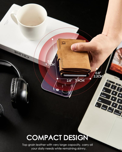 Billetera Gemonklee Leather Smart Para Hombre Con Soporte Pa